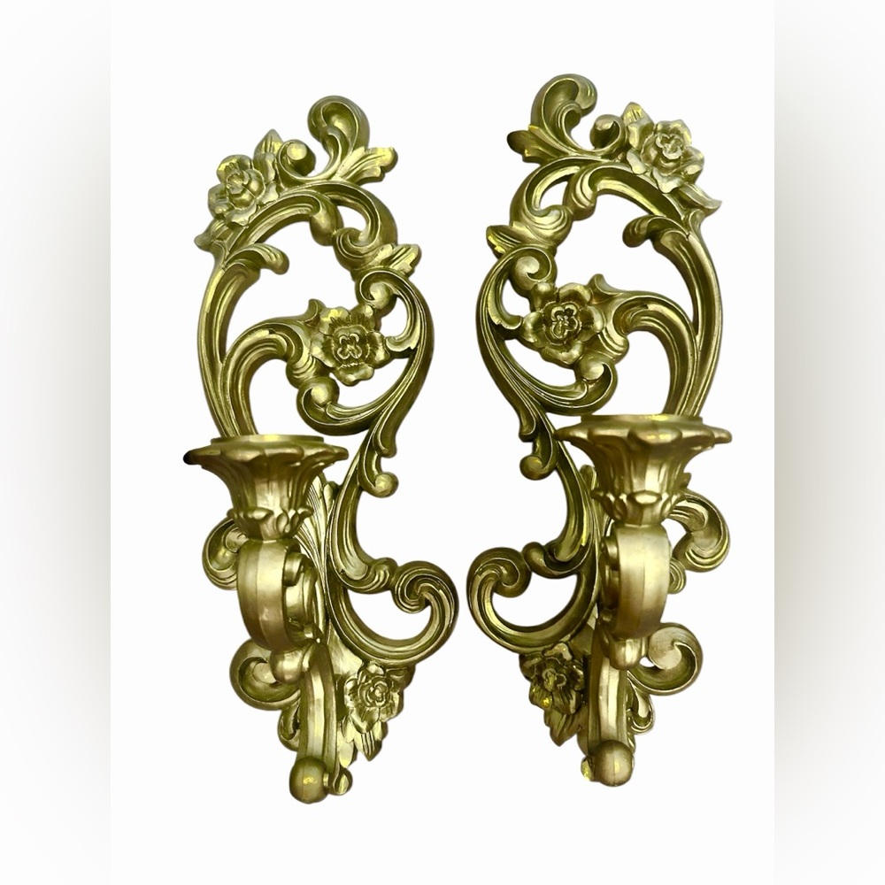 HOMCO Syroco wall sconces candle holders